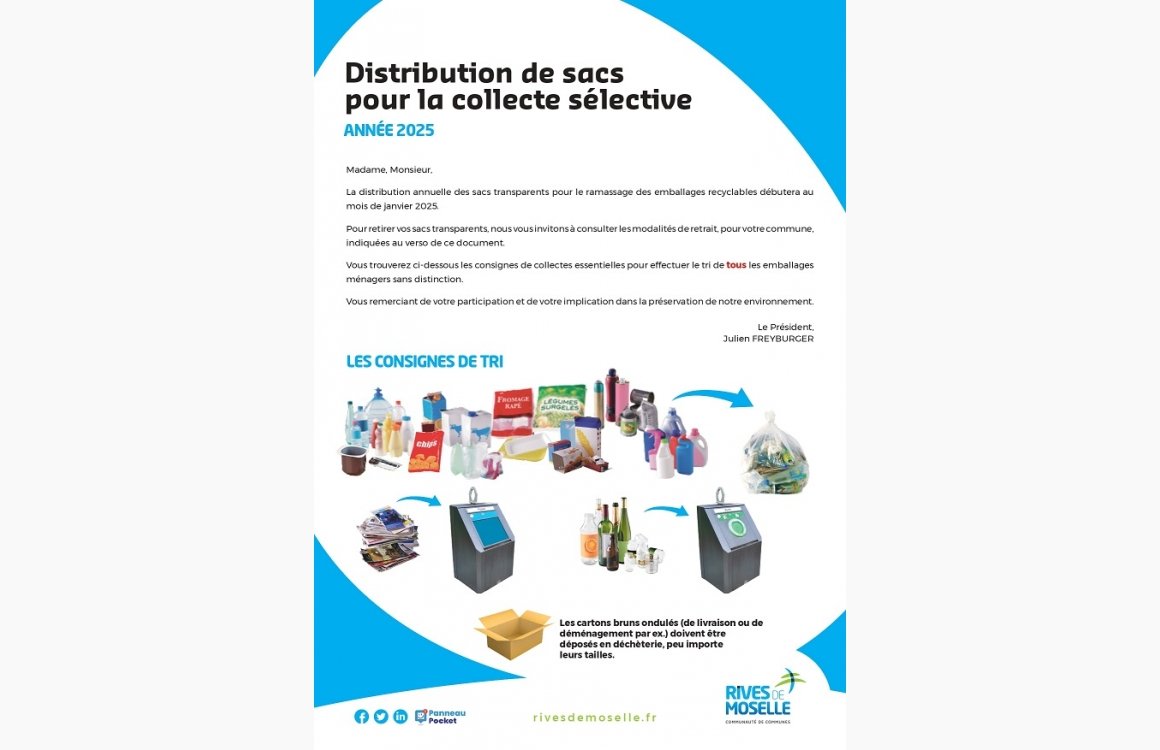 Distribution de sacs pour la collecte sélective